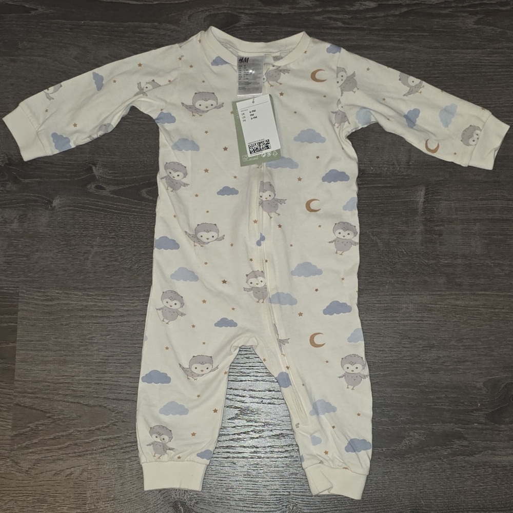H&M Cream Owl Print Kids Footie